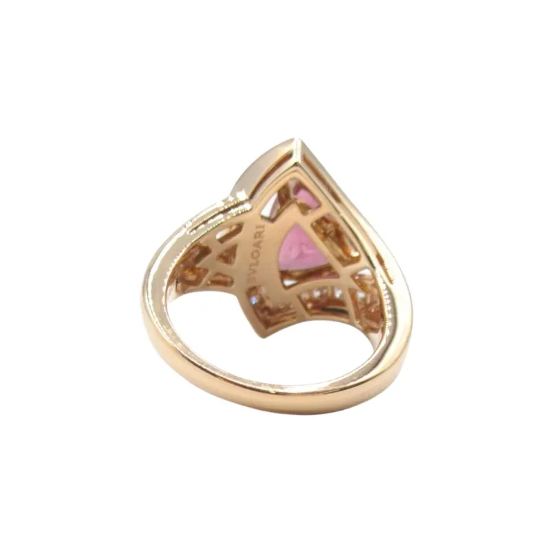 BVLGARI 2010s 18K Rose Gold Dive Dream Pink Tourmaline And Diamond Ring-2