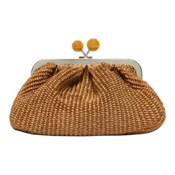 WEEKEND MaxMara Pasticcino Cotton One Shoulder Clutch Small Size Women's Tobacco