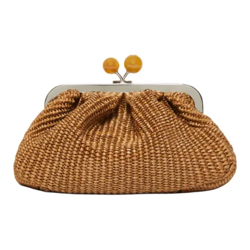WEEKEND MaxMara Pasticcino Cotton One Shoulder Clutch Small Size Women's Tobacco