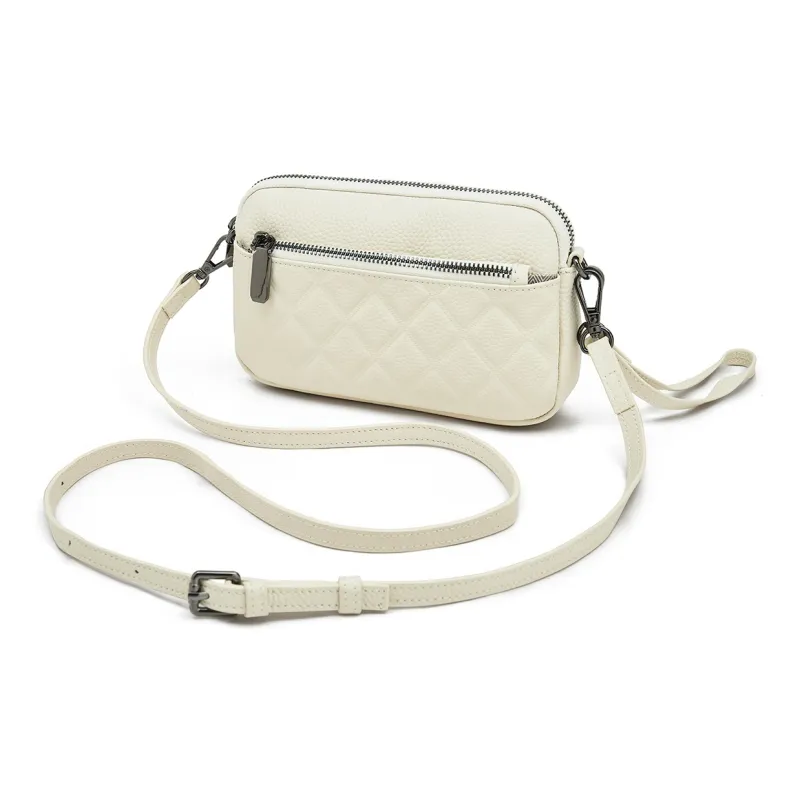 Old Man's Head Top Grain Cow Leather Shoulder Bag, Crossbody Bag Regular Women's Black/White/Khaki-9