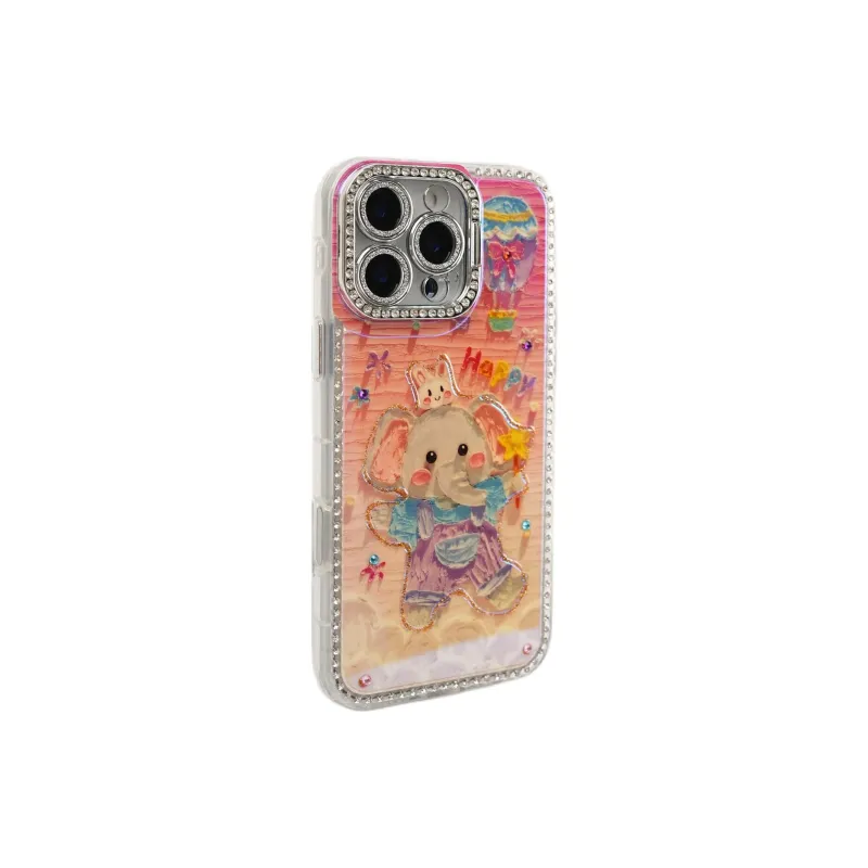 Sopi Acrylic Material Blue Light Overalls Elephant Phone Cases Compatible With IPhone 16/15 Pro Max/Apple 13/14 Pro/Max-2
