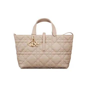 DIOR Toujours Calfskin Tote Bag, Shopping Bag, Shoulder Bag, Handbag Medium Size Women's Warm Taupe