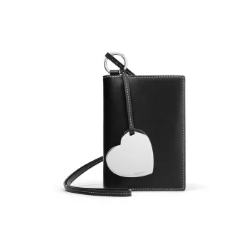TAD FAB Cow Leather Passport Holder Unisex Black/Ivory