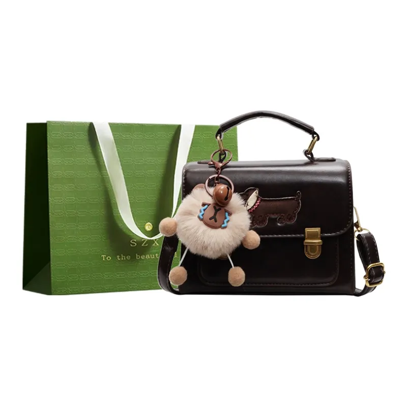 Three Ducklings PU Handbag Women's Ecru/Black/Dark Brown/Coffee-12