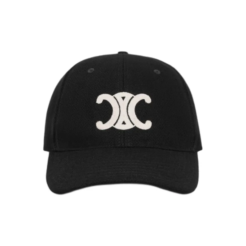 CELINE Wool, Cotton, Polyamide Blend Baseball Caps Men's Black-1