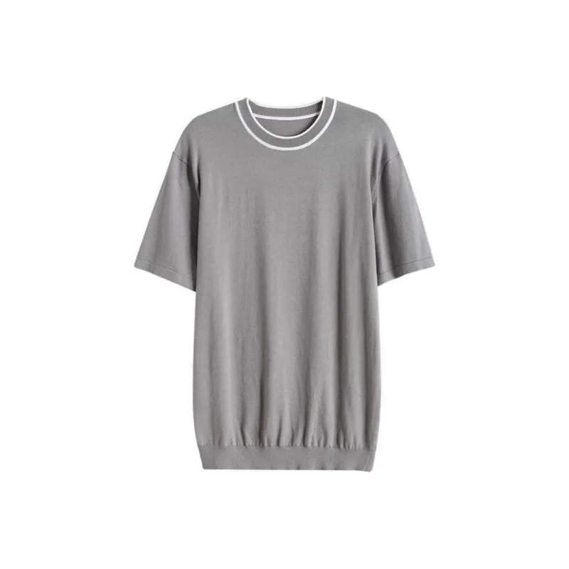 Hacikis T Shirt Men's Casual Gray-0