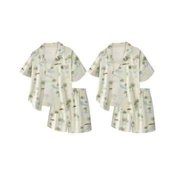 Qiao Ni Tong Pajama Set Unisex Apricot Summer Island