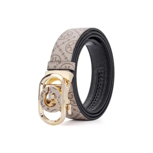 ROSEROOEN Top Grain Cow Leather Belts Men's Gold 3.5cm
