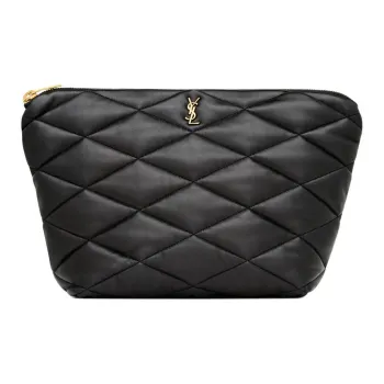SAINT LAURENT Sheepskin Makeup Bag, Clutch Trumpets Women's Black