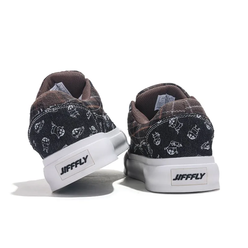 SHINCHAN x Jifffly Abrasion Resistant Balance Lightweight Low Top Skateboard Shoes Unisex Black-6