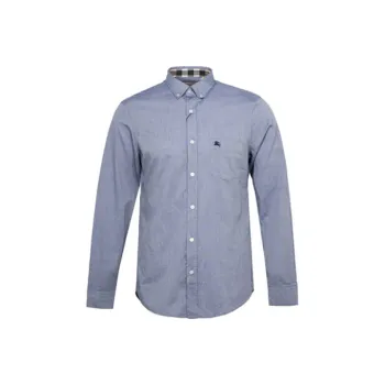 Burberry Shirts Men Gray Blue