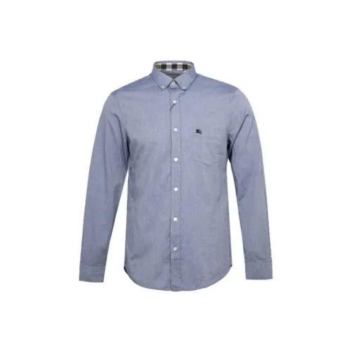 Burberry Shirts Men Gray Blue