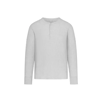 SKIMS MENS SLIM LONG SLEEVE HENLEY T Shirt Men's LIGHT HEATHER GREY/Light Gray