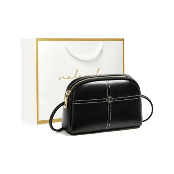 Narandu Cow Leather Cell Phone Pouch, Shoulder Bag, Crossbody Bag Mini Women's Midnight Black