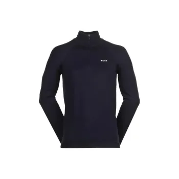 HUGO BOSS Logo Detailed Zip Neck Jumper