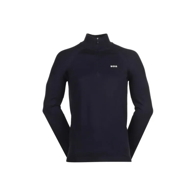 HUGO BOSS Logo Detailed Zip Neck Jumper-0