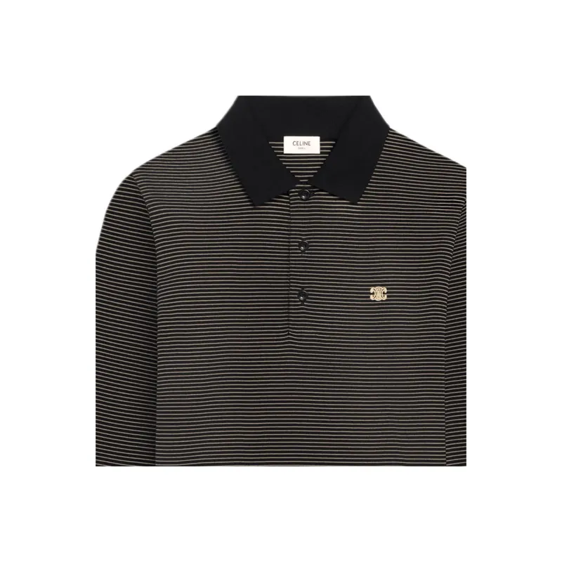 CELINE Triomphe Polo Shirt In Striped Jersey-4