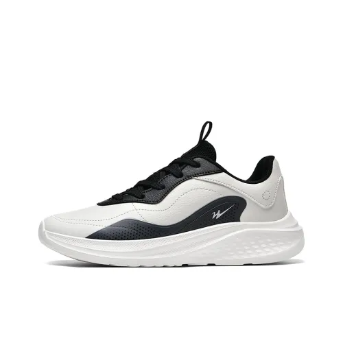 Binary Cushioning Rebound Baskets Lightweight Slip Resistant Low Top Running Shoes Men's Ecru