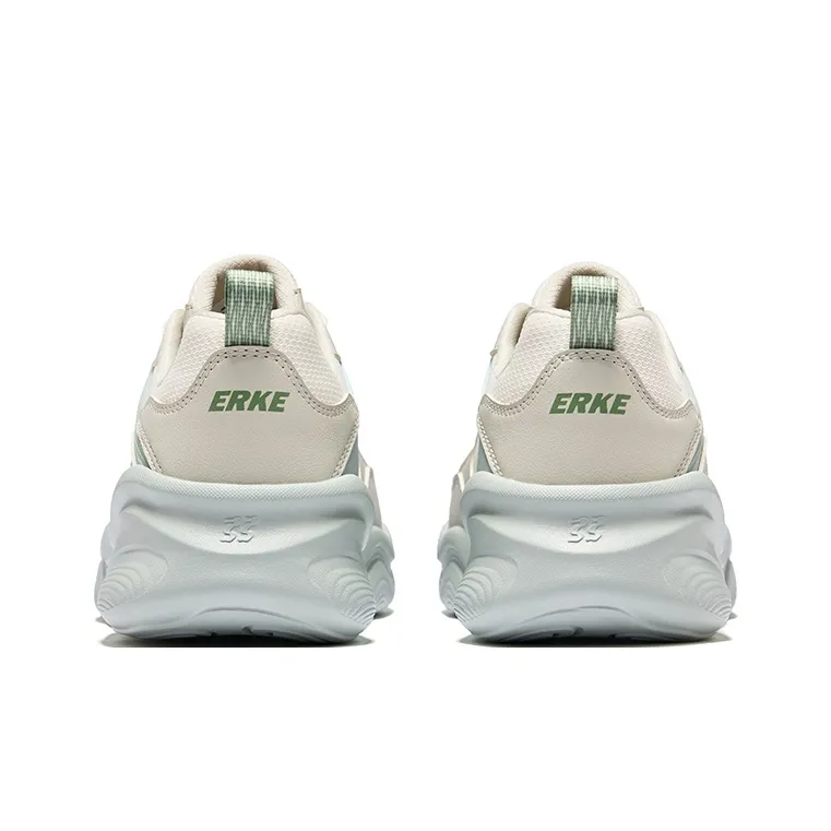 Erke Abrasion Resistant Breathable Low Top Casual Shoes Men's Microcrystal White Wild Gray-3