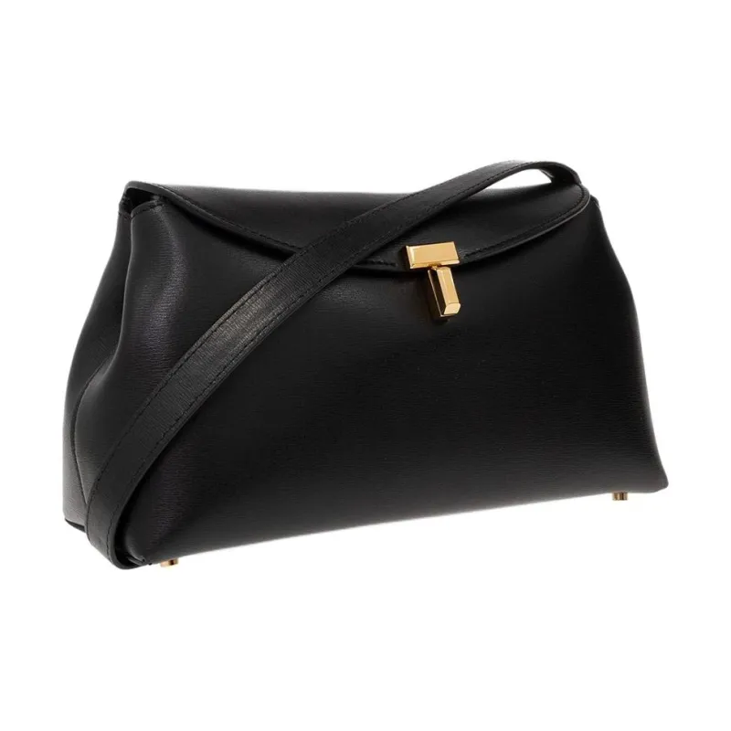 TOTEME T Lock Leather Crossbody Bag, Shoulder Bag Women's Black-1