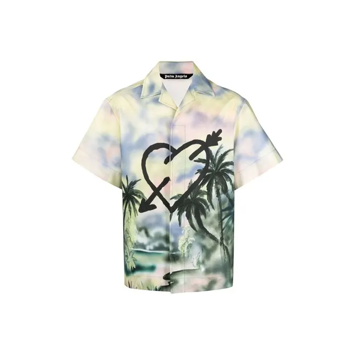 PALM ANGELS Paradise Heart Bowling Shirt-0