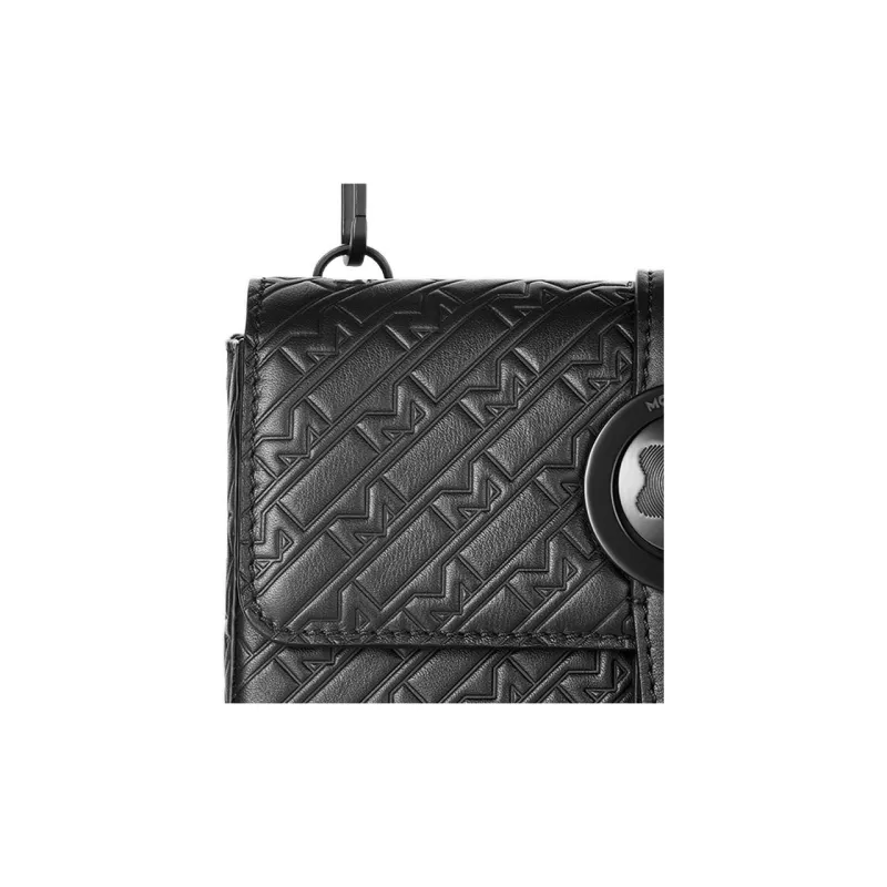 MONTBLANC All Black Full Grain Cow Leather Handheld Shoulder Bag, Crossbody Bag Men's Black-4