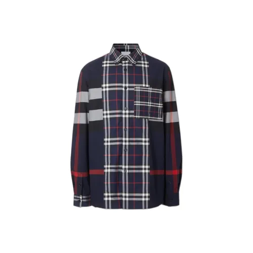 Burberry Men's Long Sleeve Button Up Shirt Navy