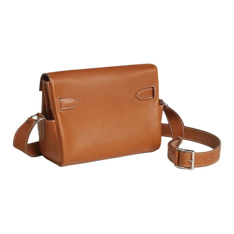 HERMES Kelly Calfskin Messenger Bag, Shoulder Bag Small Size Men's 34 Fauve Light Tawny-2