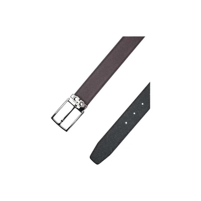 FERRAGAMO Calfskin Leather Belts Men's Brown Width 3.5CM-1