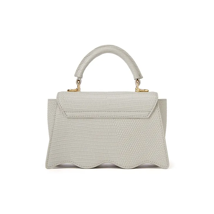 ELLE Cow Leather Handbag Women's Light Gray/Pink-2