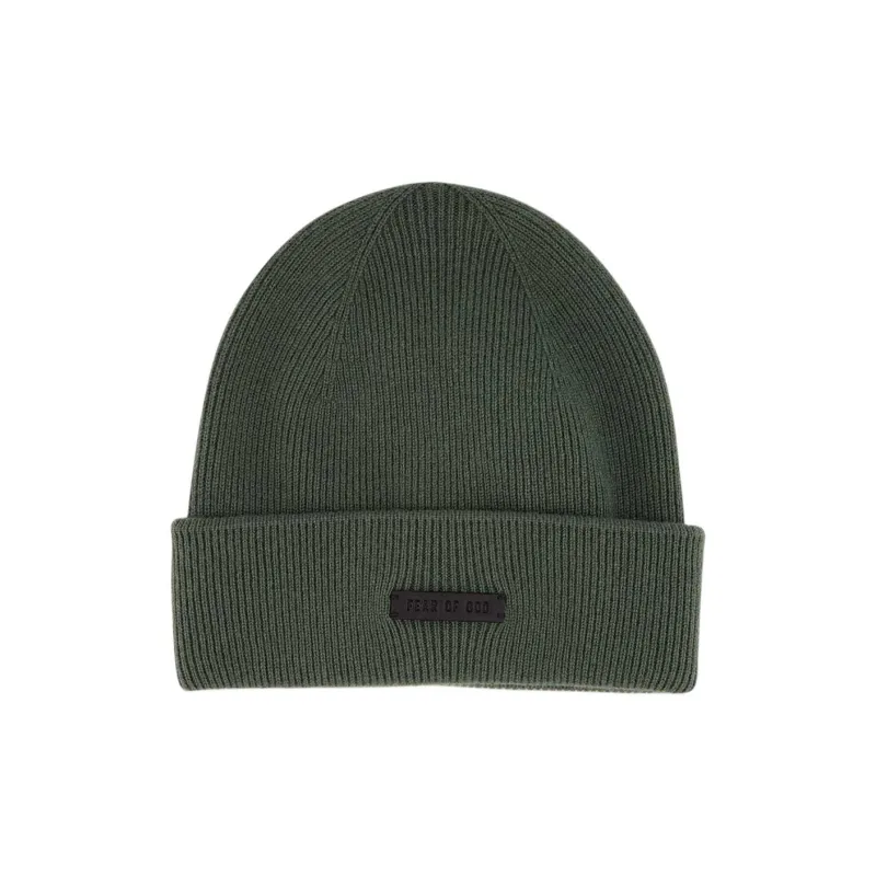 Fear Of God Logo Patch Ribbed Knit Beanie-0