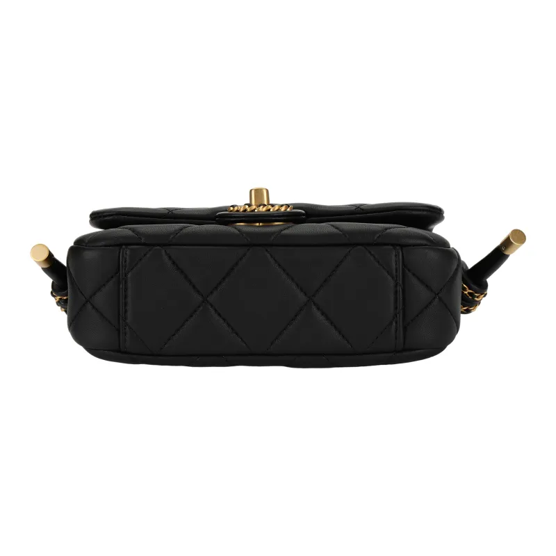 CHANEL Leather One Shoulder Handbag Women's Black-3