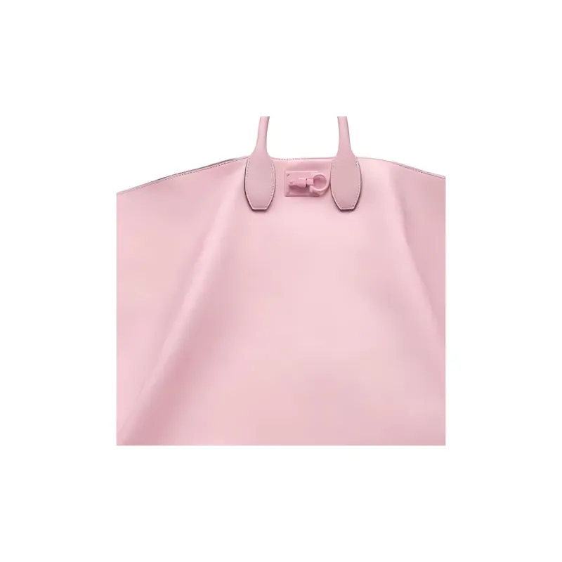 FERRAGAMO Studio Natural Grain Cow Leather Tote Bag, Shopping Bag, Handbag Women's Pink-2