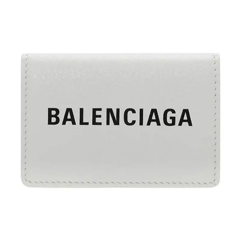 Balenciaga Balenciaga Luggage Collection Cow Leather Coin Purse Card Holder Wallet Mini Unisex White-0