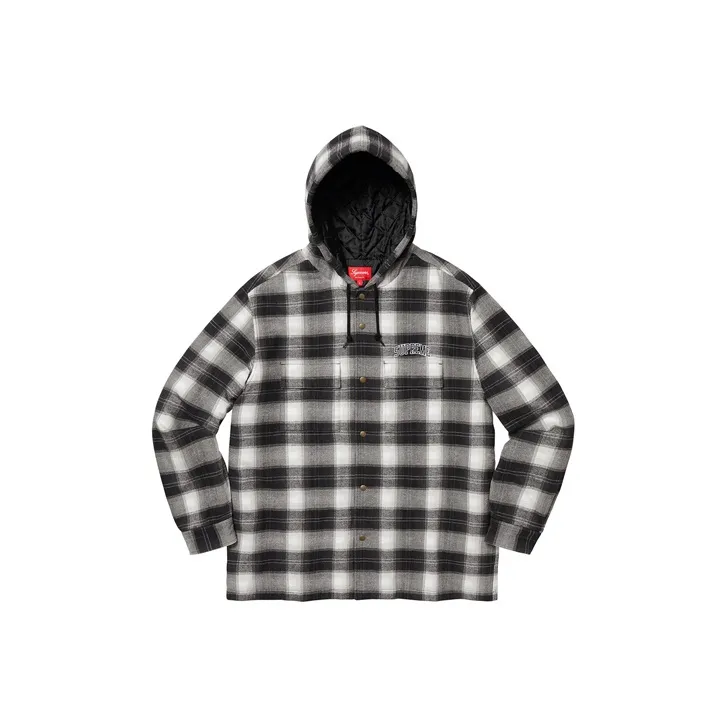 Supreme Quilted Hooded Plaid Shirt-0