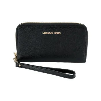 MICHAEL KORS Jet Set Travel Leather Wallet Large Size Women's Black
