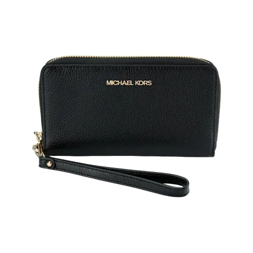 MICHAEL KORS Jet Set Travel Leather Wallet Large Size Women's Black