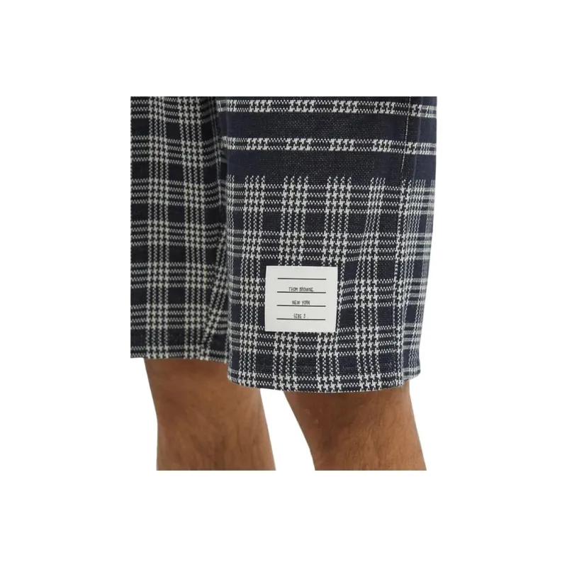 THOM BROWNE 4 Bar Striped Checked Shorts-4