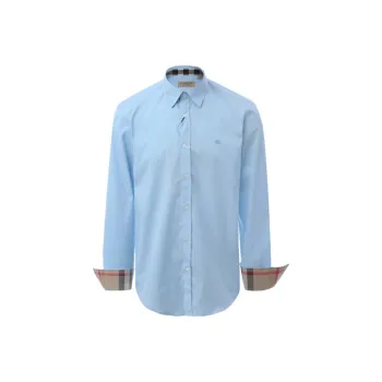 Burberry Mens Cotton Classic Long Sleeves Shirt Blue