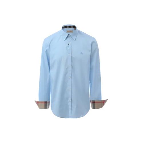 Burberry Mens Cotton Classic Long Sleeves Shirt Blue