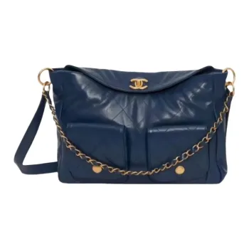 CHANEL Grained Calfskin Hobo Bag, Crossbody Bag, Shoulder Bag Women's Blue