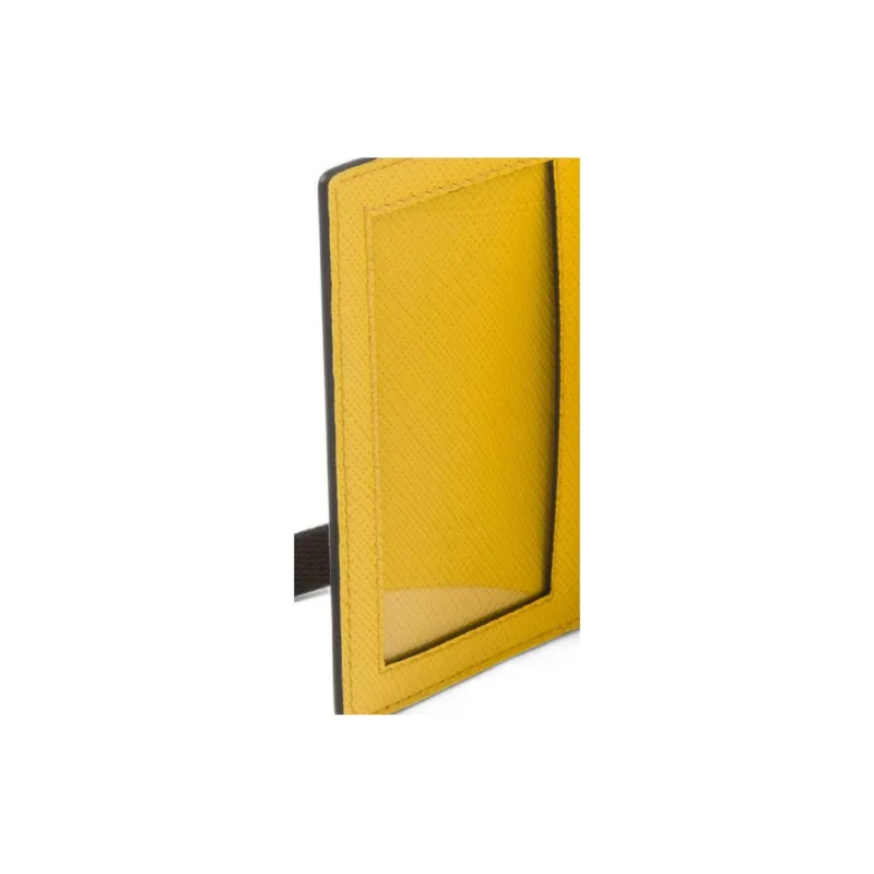 PRADA Saffiano Leather Card Holder Men's Yellow-4