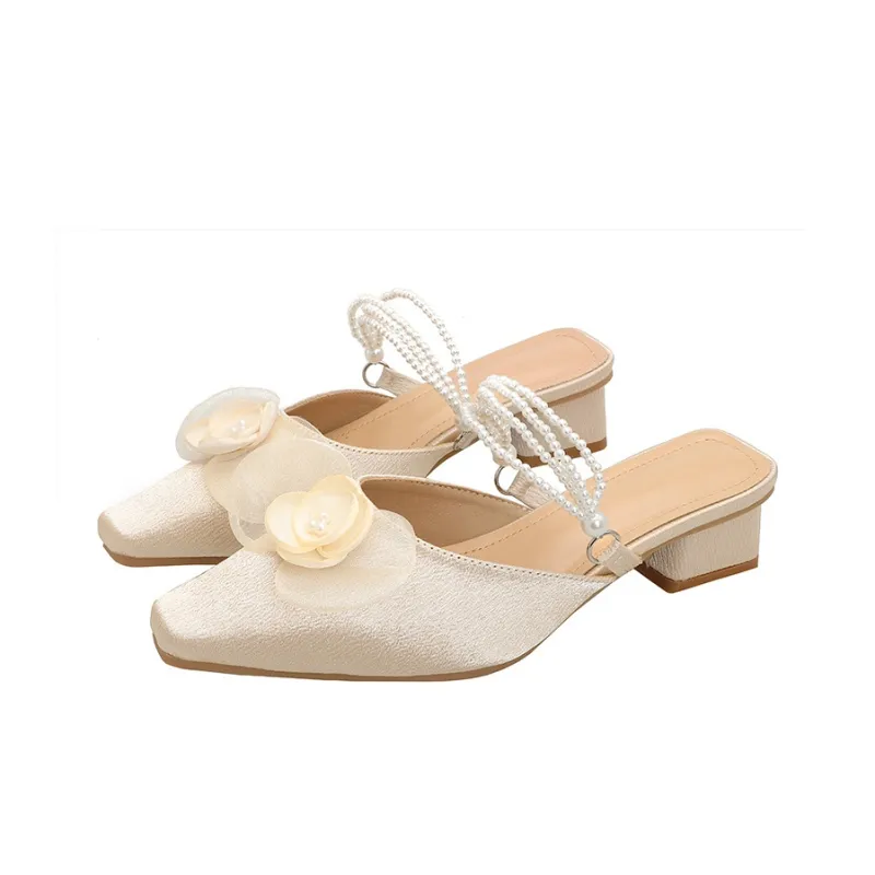 MCKP Rubber Sole Wrap toe Slippers Women's Apricot-1