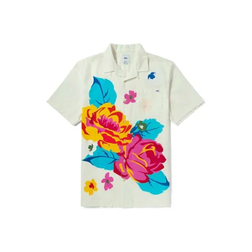 Vans Flower And Plants Print Shirts Unisex Ecru