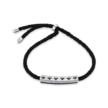 KAILEIFU S925 Silver Bracelets Men's Black