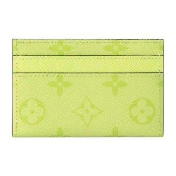 LOUIS VUITTON Taigarama Monogram Coated Canvas With Taiga Cow Leather Card Holder Regular Women's Lemon