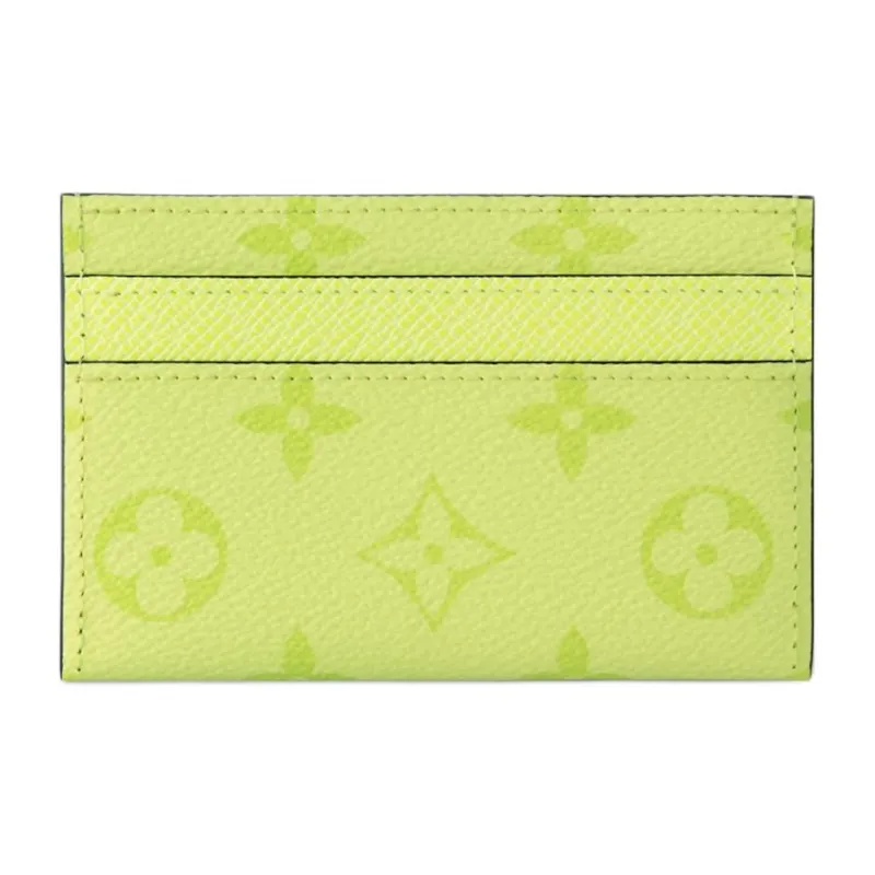 LOUIS VUITTON Taigarama Monogram Coated Canvas With Taiga Cow Leather Card Holder Regular Women's Lemon-0