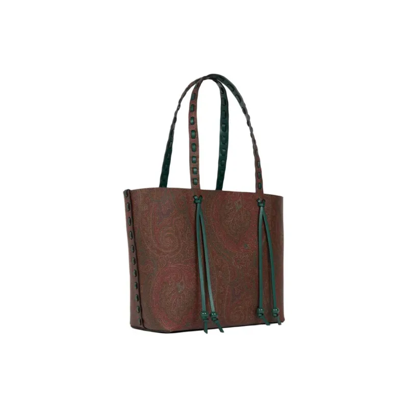 ETRO PVC Tote Bag, Shopping Bag, Handbag, Shoulder Bag Large Size Women's Brown-2