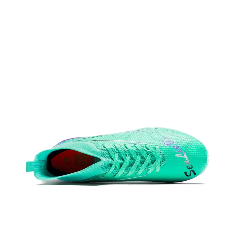 QIUTEXIONG Soccer Shoes Unisex High Top Pink/Green/Yellow-9