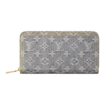 LOUIS VUITTON Zippy Denim Wallet Men's Washed Gray